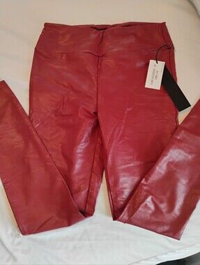 LuLaRoe Faux Leather Leggings in Deep Red